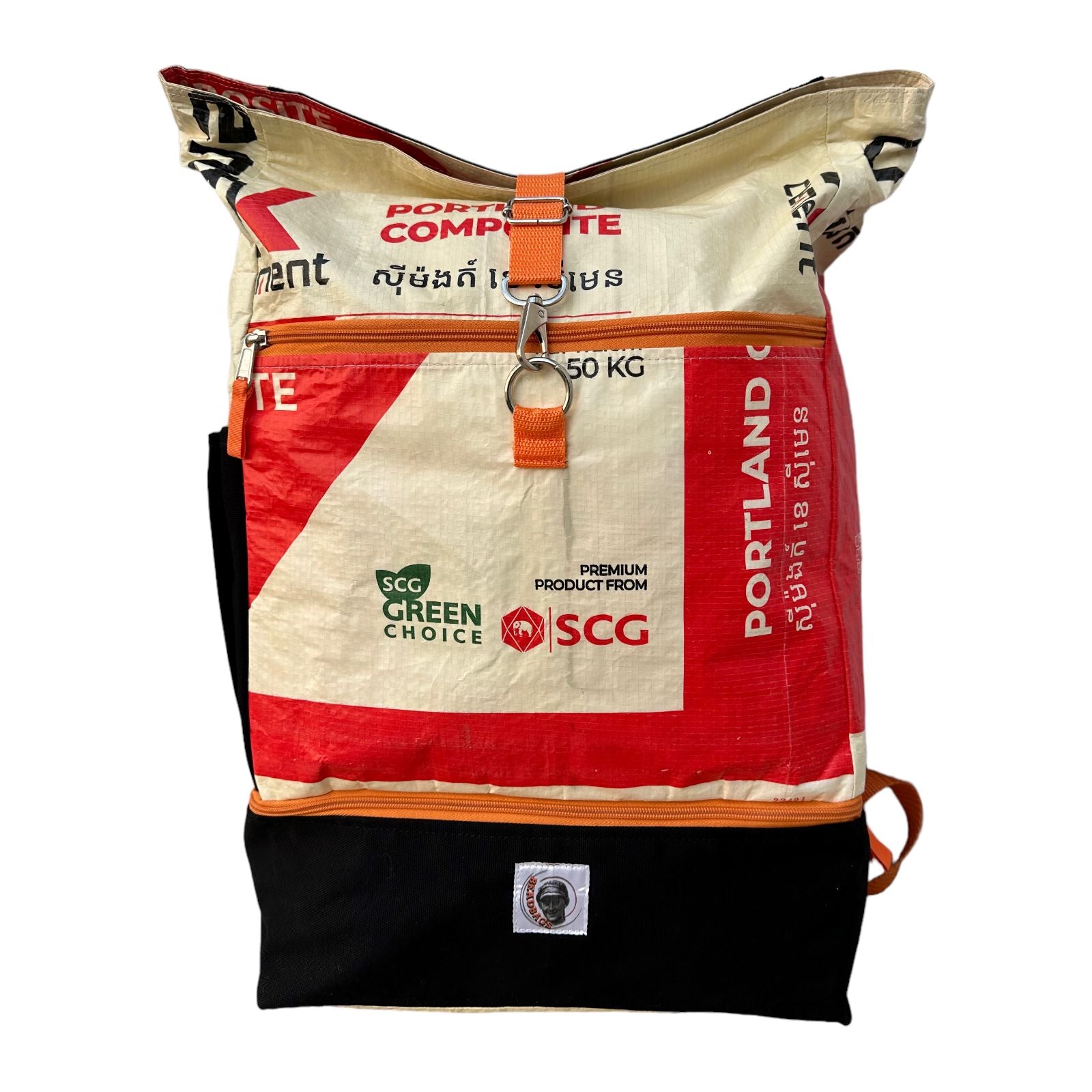 Beadbags Rucksack Ri102 Zement rot vorne