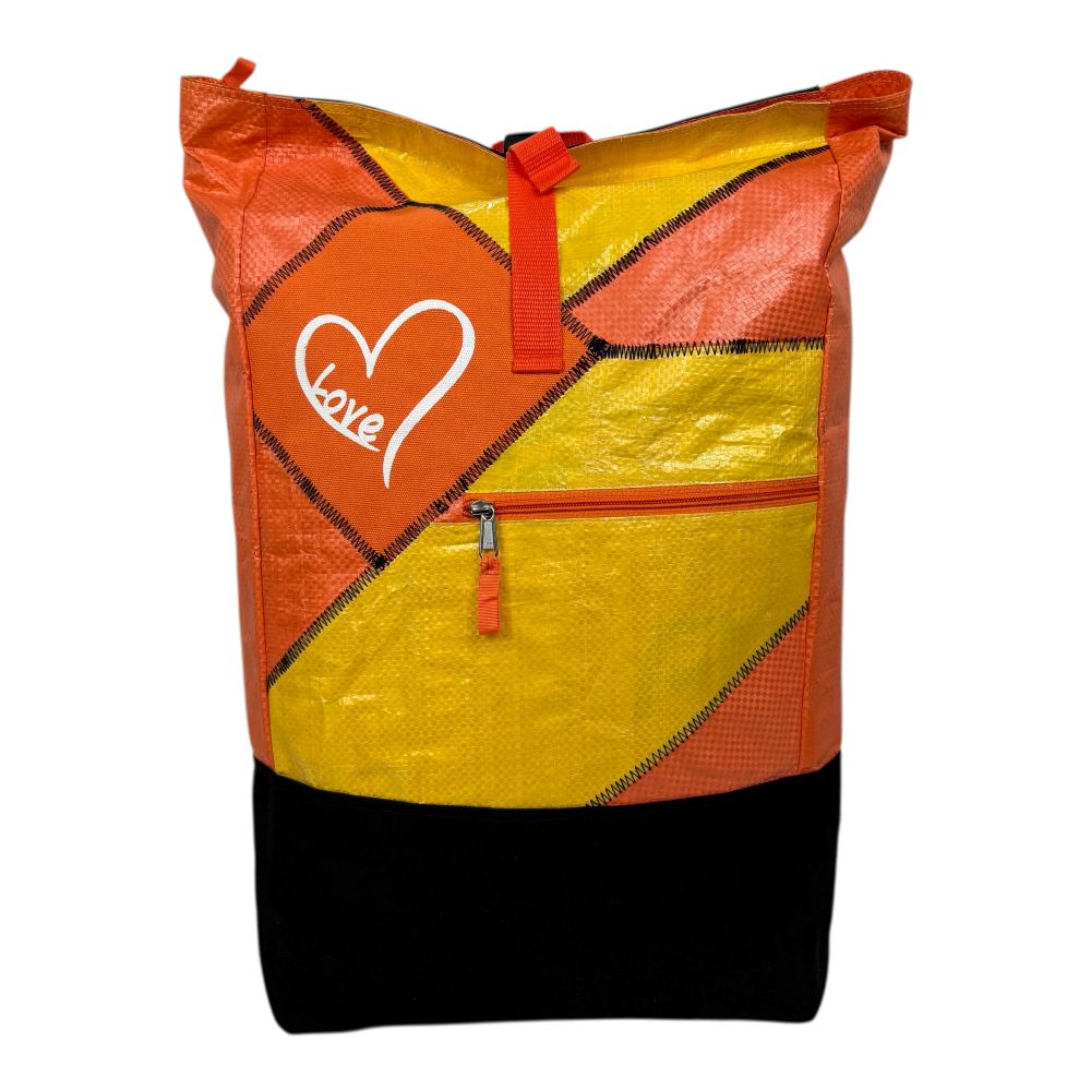BEADBAGS Love Rucksack – Orange-Gelb, weißes Herz, oranger Patch – Bild 5
