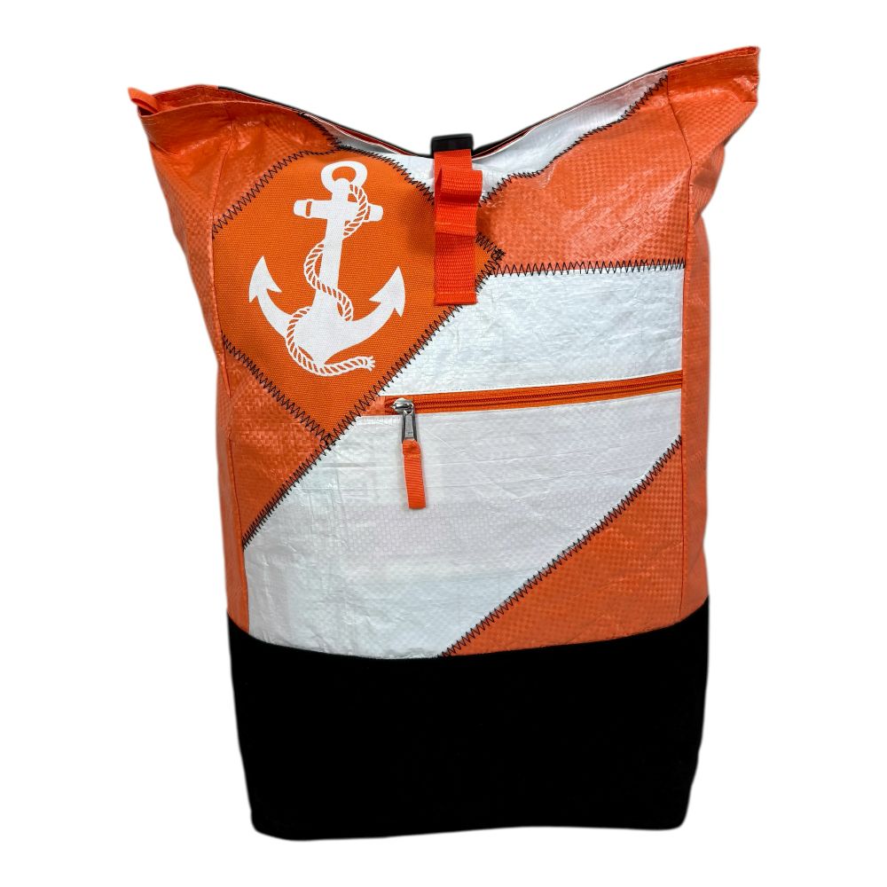 BEADBAGS Anker Rucksack – Orange, weißer Anker, oranger Patch – Produktansicht 5
