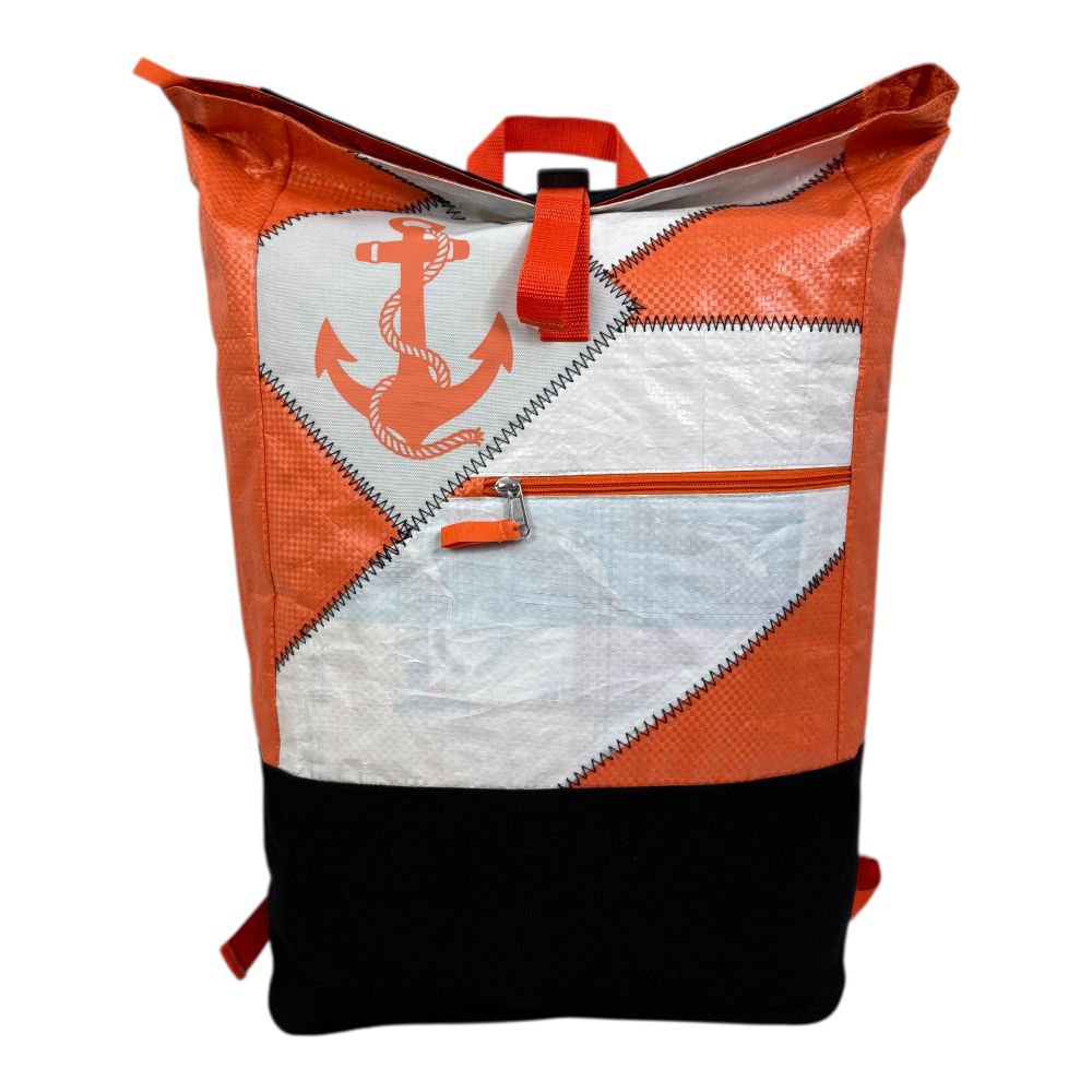 BEADBAGS Anker Rucksack – Orange, oranger Anker, weißer Patch – Bild 1