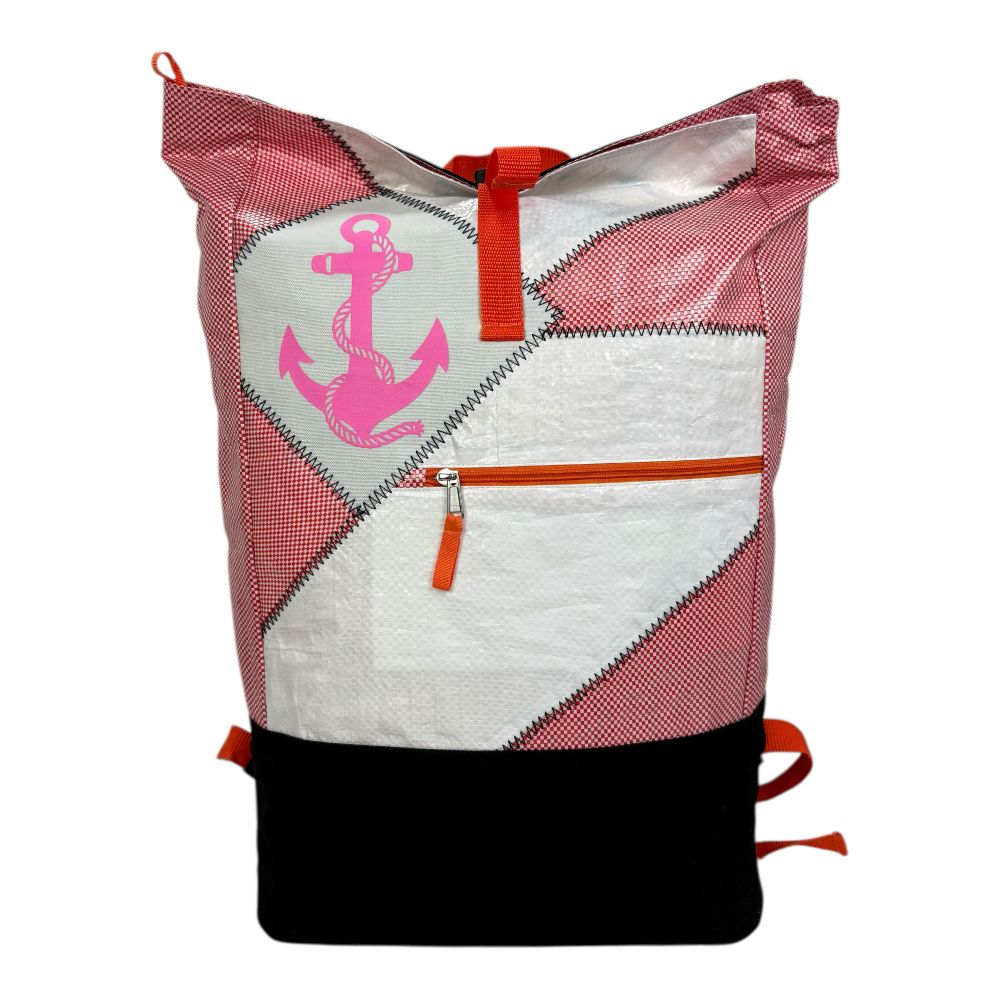 BEADBAGS Anker Rucksack – Rosa kariert, rosa Anker, weißer Patch – Produktansicht 6