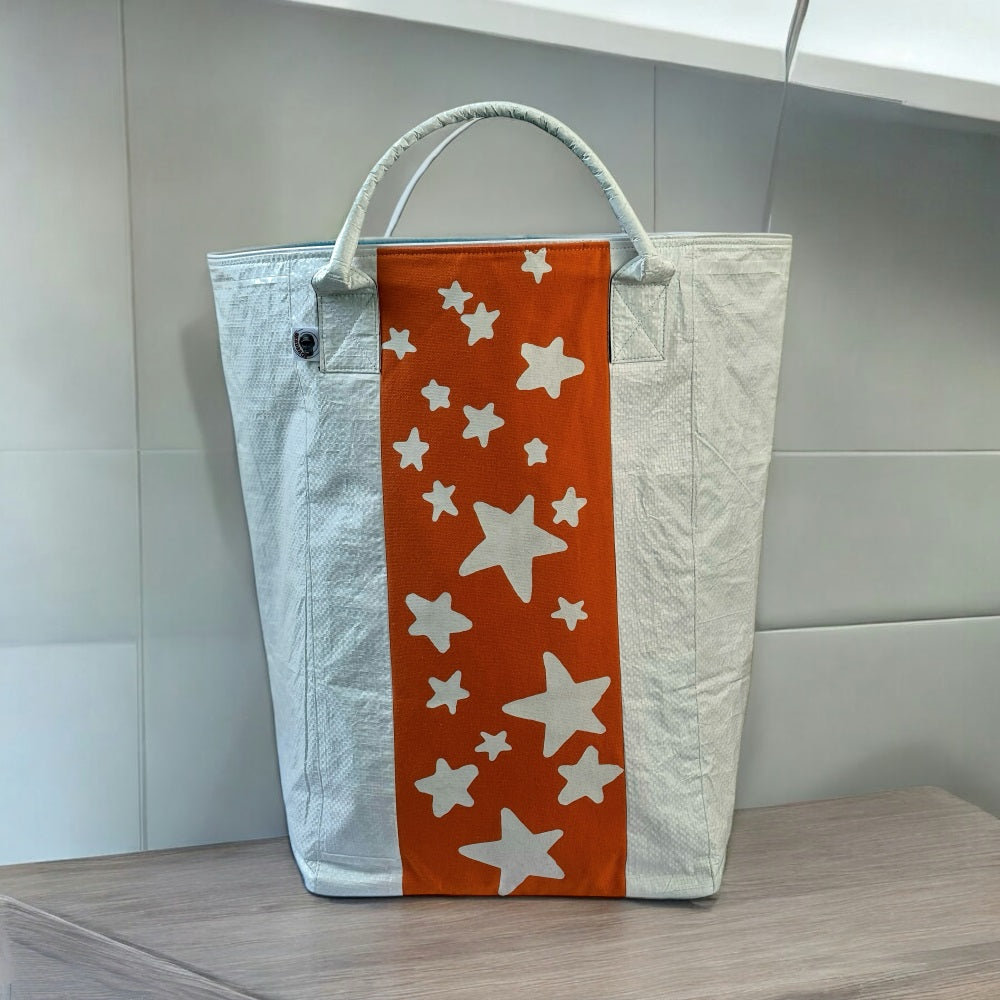 Beadbags Spacy XXL Sterne weiß/orange vorne