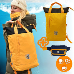 PROMO-BUNDLE: Rucksack Pazifik gelb mit 20% Rabatt & Bauchtasche Atlantik blau gratis(Wert:29,95€)