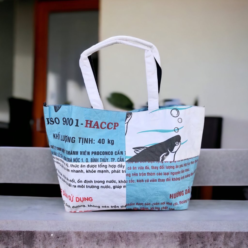 Oceanboundbags von Beadbags Tragetasche Ri1 weiß-hellblau Design 2