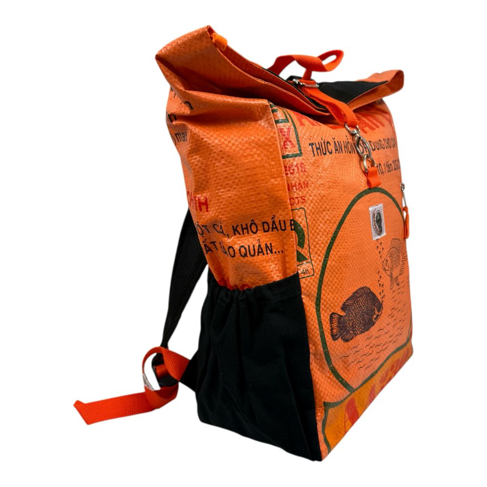 BEADBAGS Adventure Rucksack – Orange mit Fischmotiv – Produktansicht 2