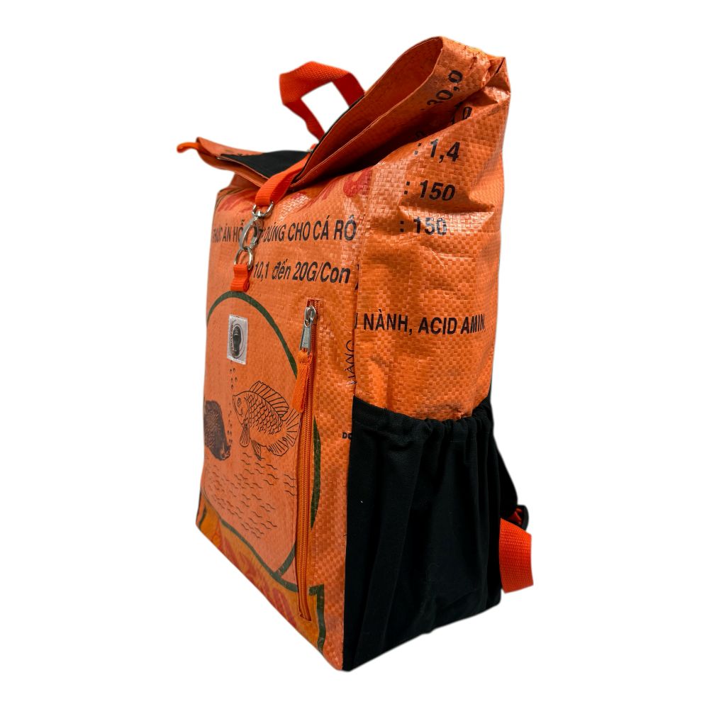 BEADBAGS Adventure Rucksack – Orange mit Fischmotiv – Produktansicht 7