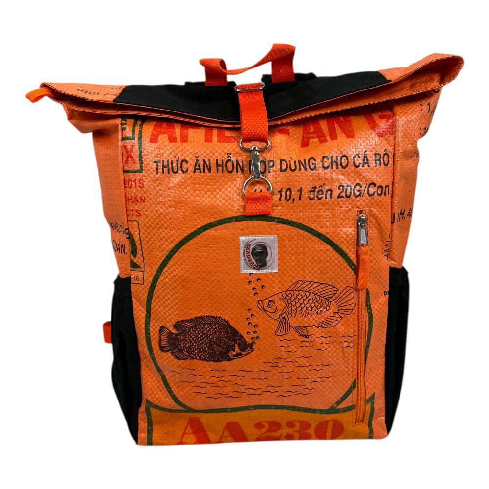 BEADBAGS Adventure Rucksack – Orange mit Fischmotiv – Produktansicht 5