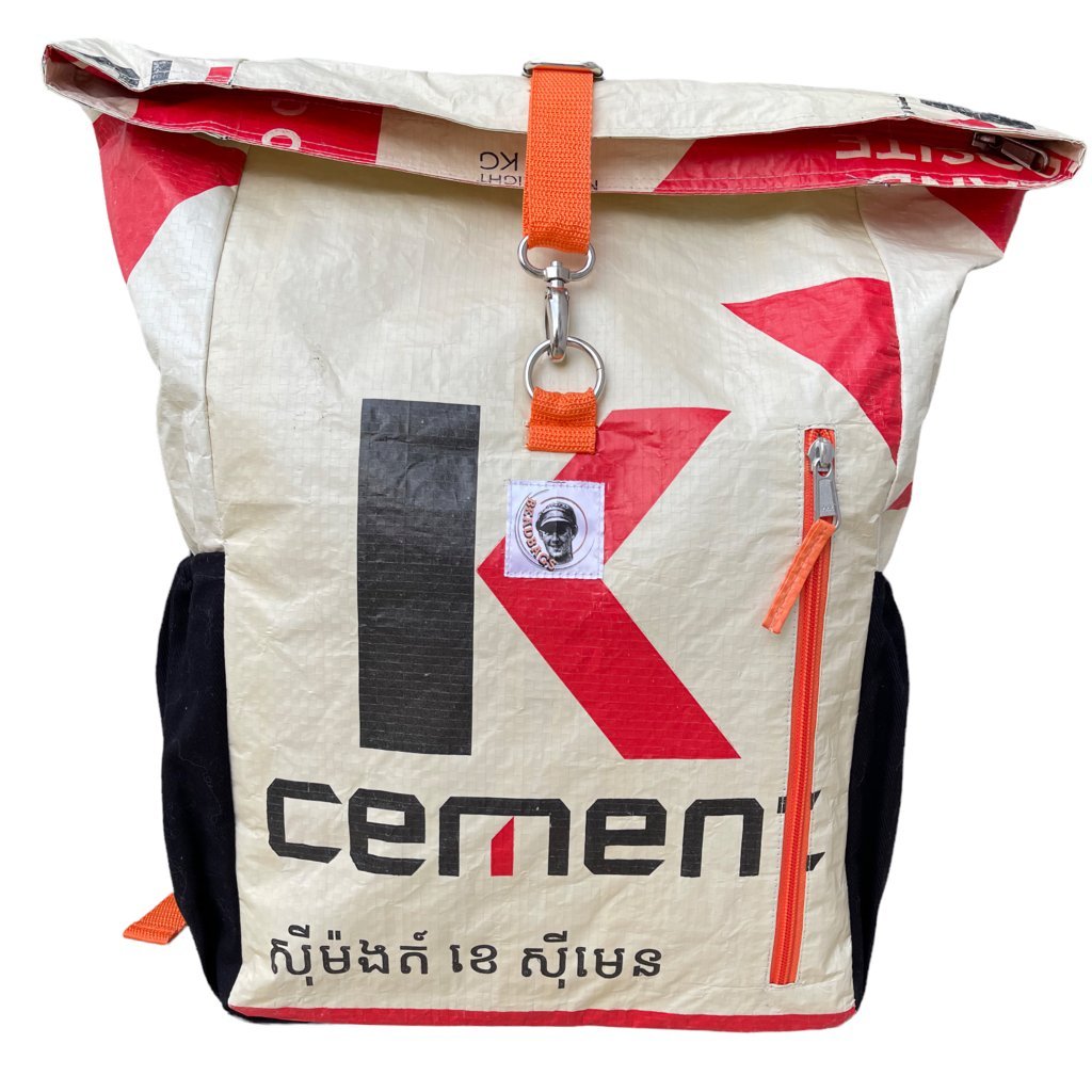 Beadbags Rucksack Ri100 Zement rot vorne