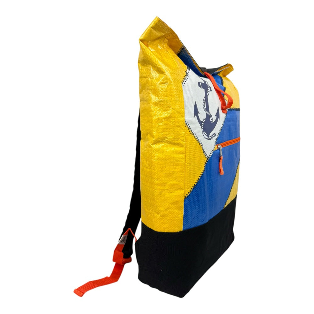 BEADBAGS Anker Rucksack – Blau-Gelb mit blauem Anker und weißem Patch – Produktfoto 2