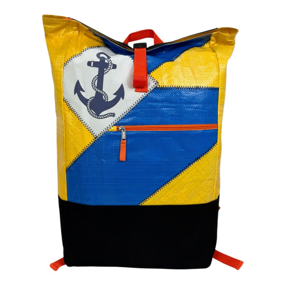 BEADBAGS Anker Rucksack – Blau-Gelb mit blauem Anker und weißem Patch – Produktfoto 5