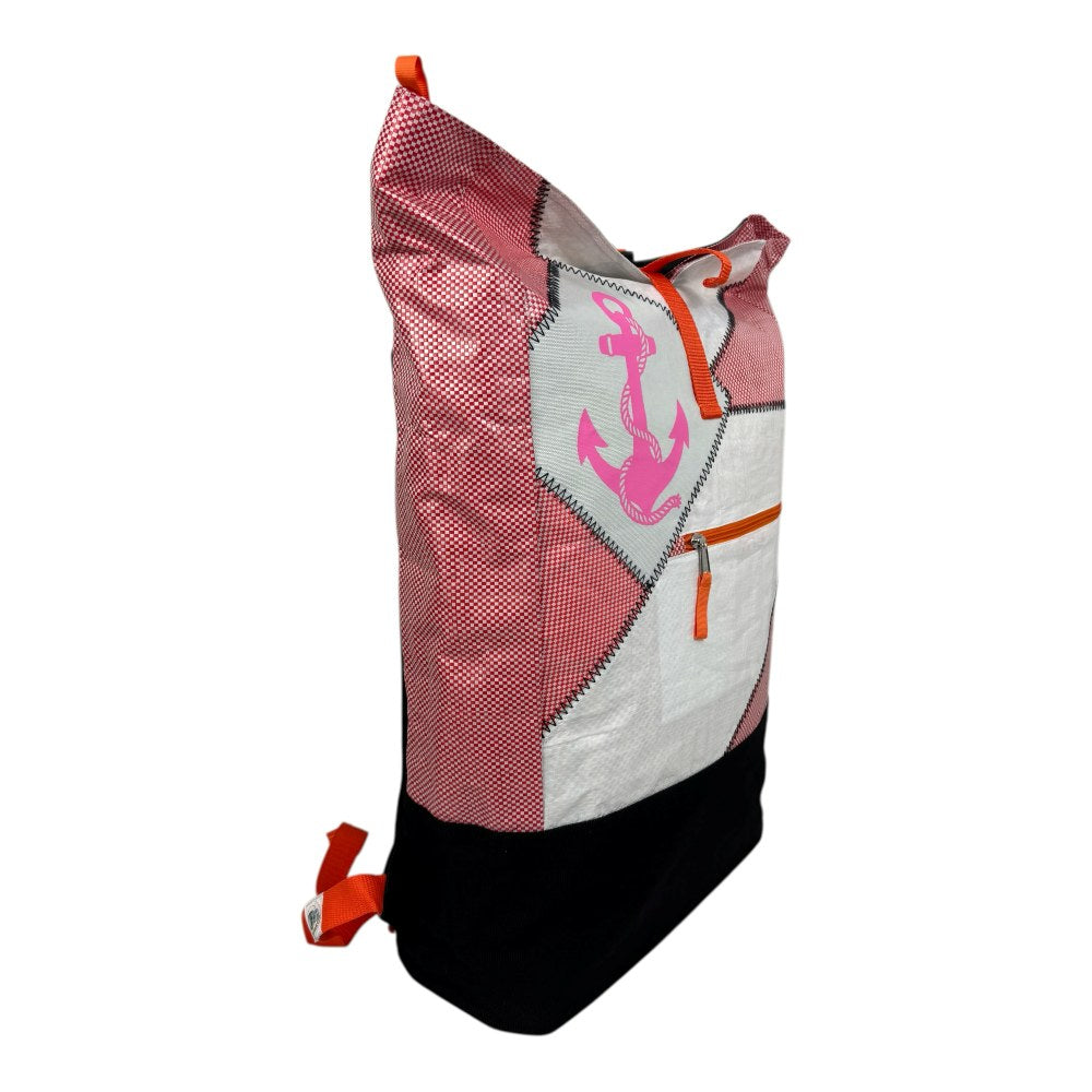 BEADBAGS Anker Rucksack – Rosa kariert, rosa Anker, weißer Patch – Produktansicht 3
