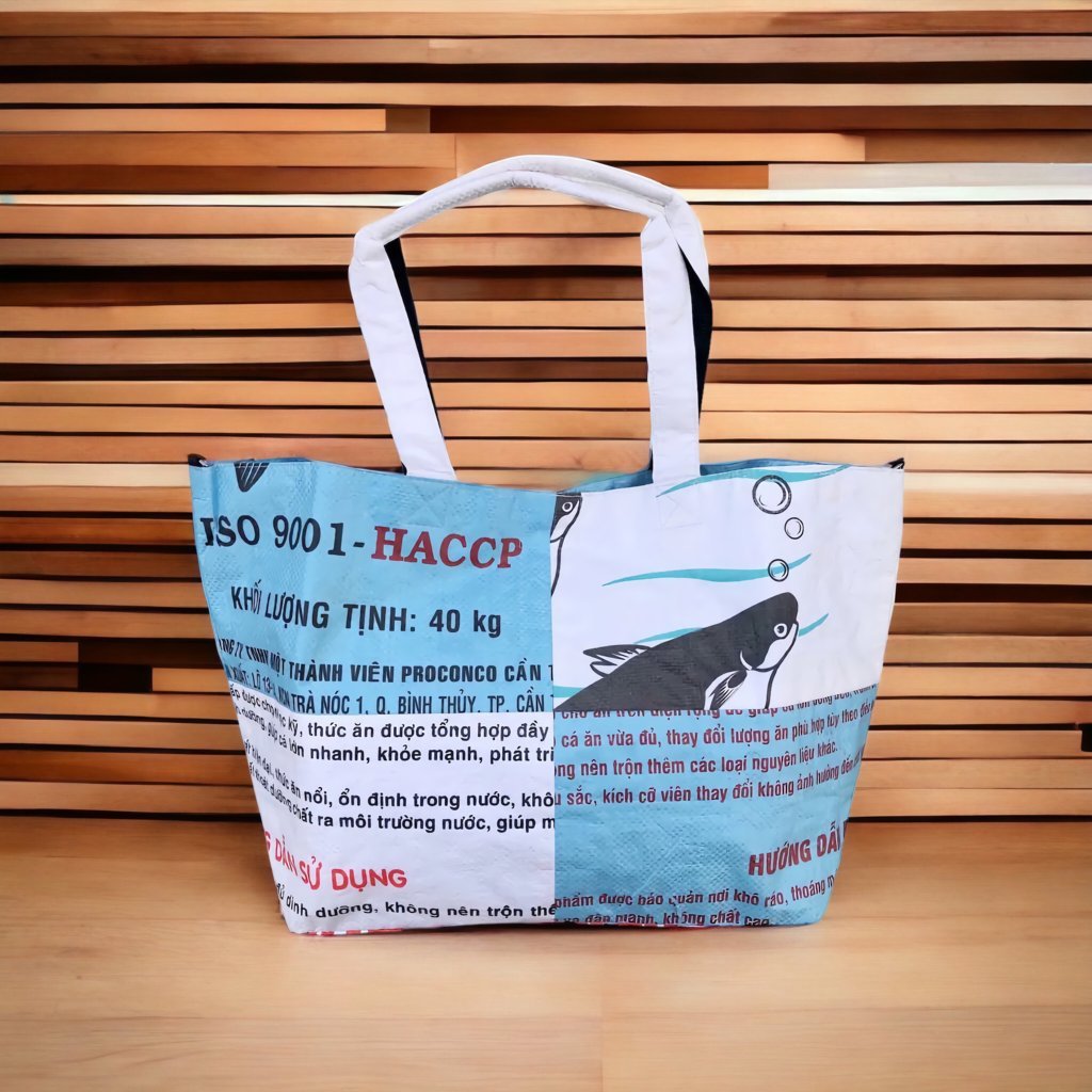 Oceanboundbags von Beadbags Tragetasche Ri1 weiß-hellblau Design 1