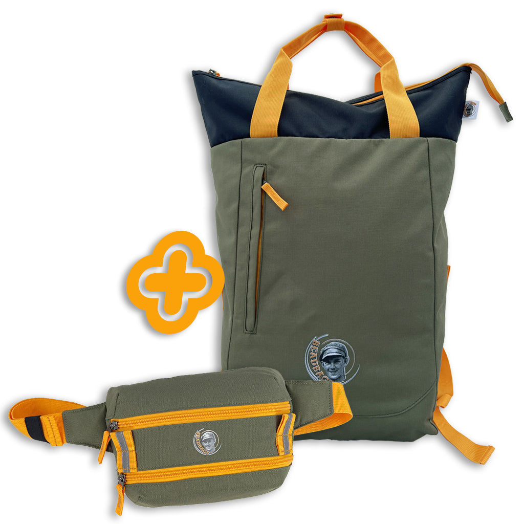 Oceanboundbags von Beadbags Rucksack Pazifiik oliv und Gürteltasche Atlantik oliv Bundle 1