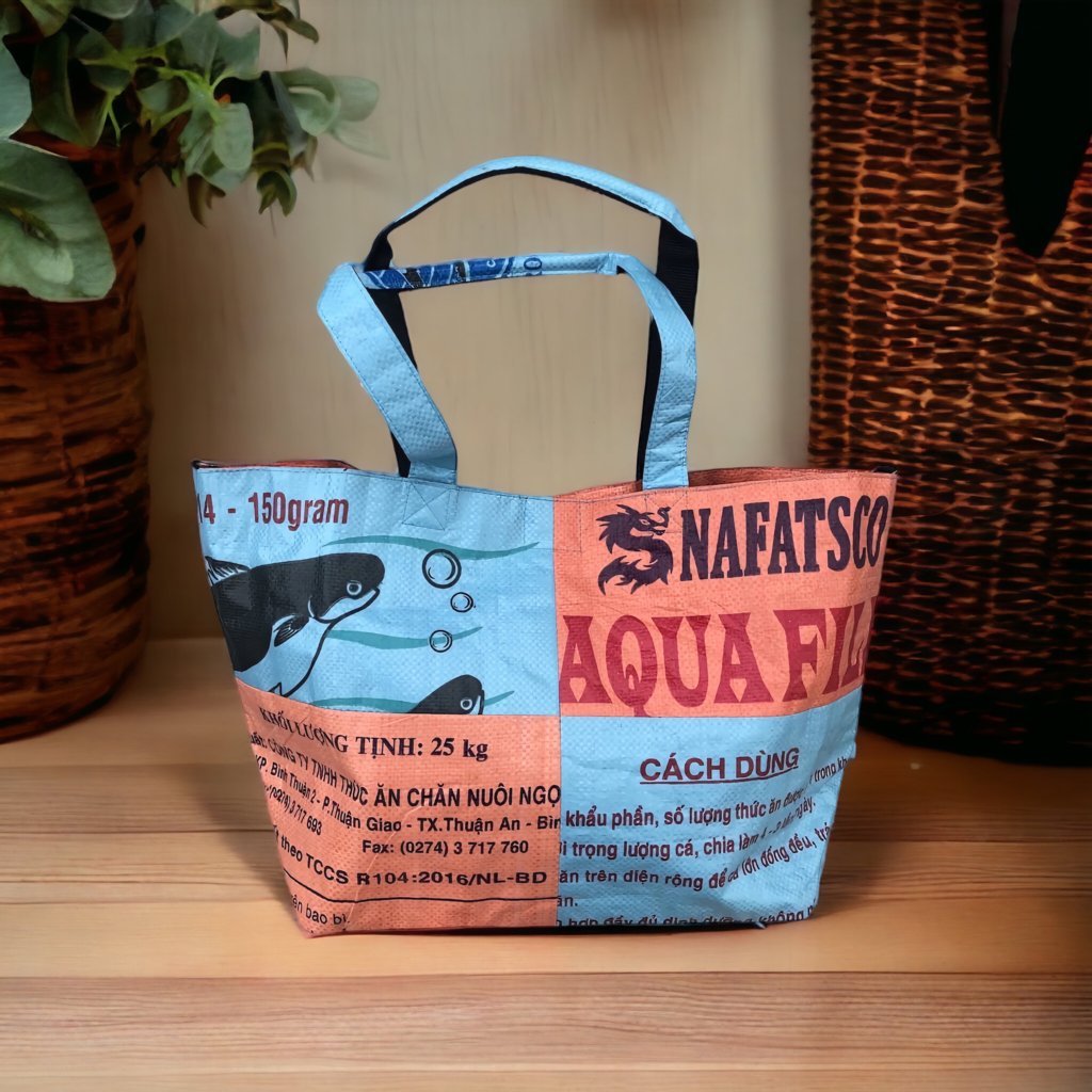 Oceanboundbags von Beadbags Tragetasche Ri1 hellblau-orange Design 1