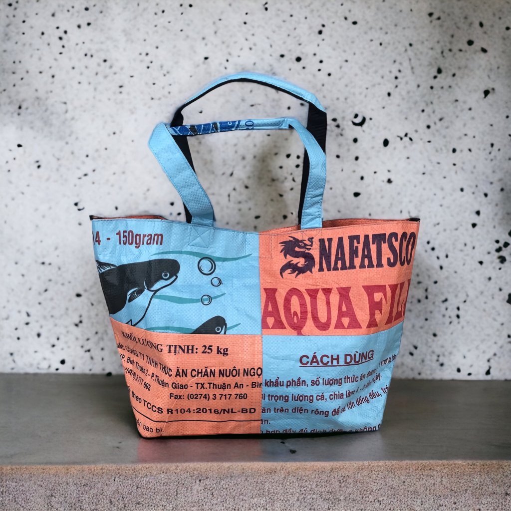 Oceanboundbags von Beadbags Tragetasche Ri1 hellblau-orange Design 2