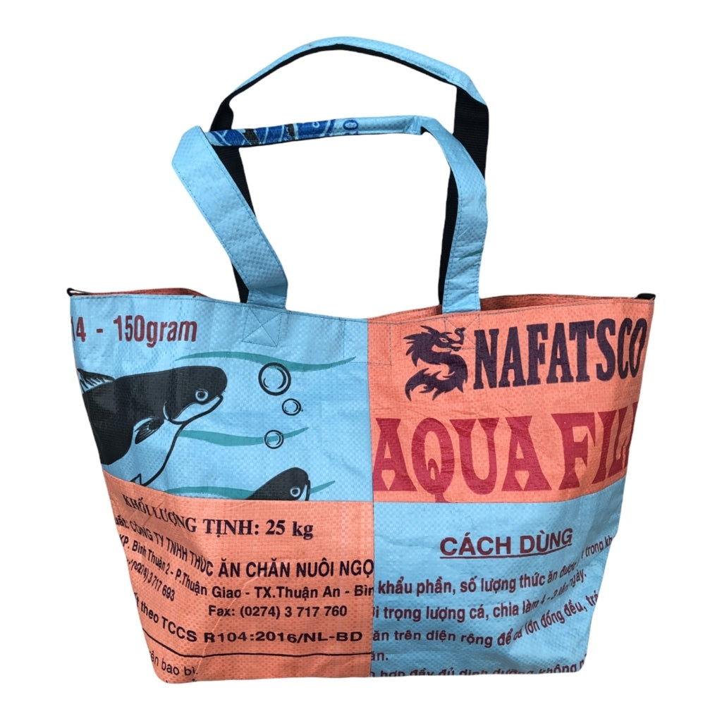 Oceanboundbags von Beadbags Tragetasche Ri1 hellblau-orange vorne