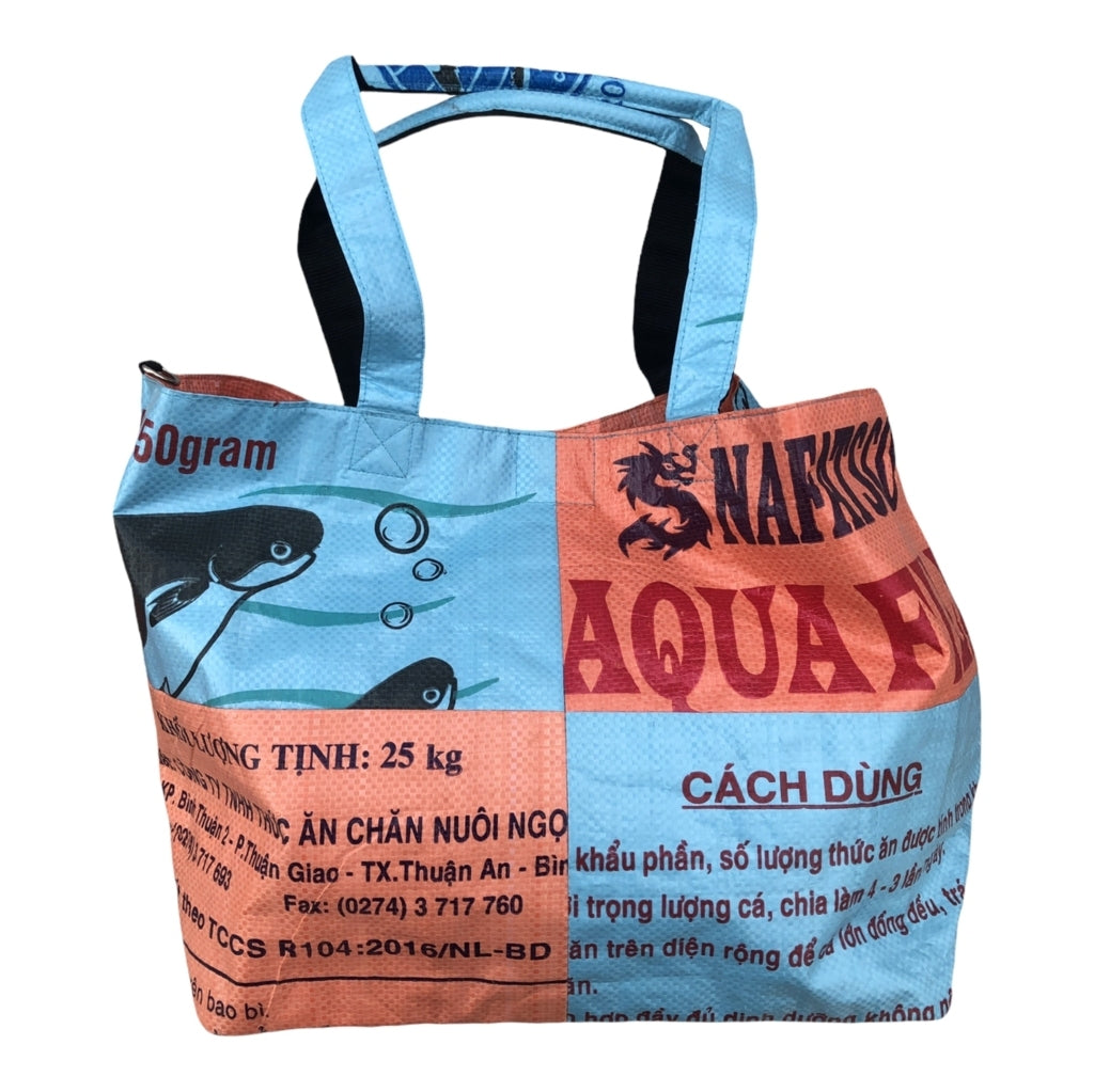 Oceanboundbags von Beadbags Tragetasche Ri1 hellblau-orange vorne 4